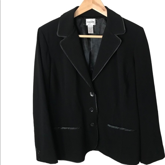 Chico’s Women’s Black Tuxedo Style Blazer/ Jacket Chico’s Size 1 = US Size M - Picture 1 of 6